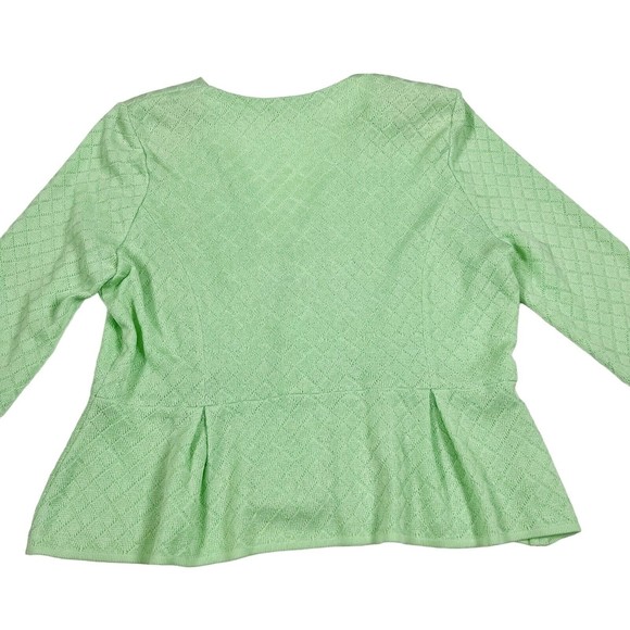 Ming Wang Womens Cardigan Sweater Mint Green Peplum V Neck Clasp Sz PL - Picture 4 of 10